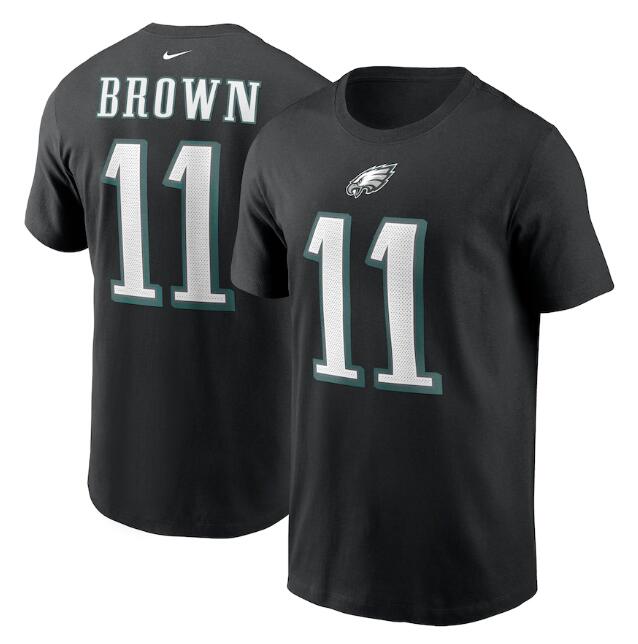 Men's Black Philadelphia Eagles #11 A. J. Brown 2022 Name & Number T-Shirt
